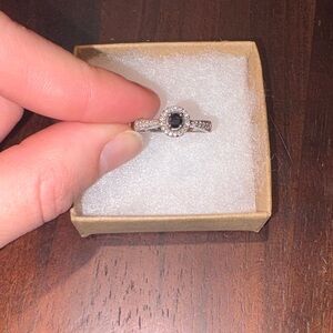 10k JWBR Silver and Black Stone Ring